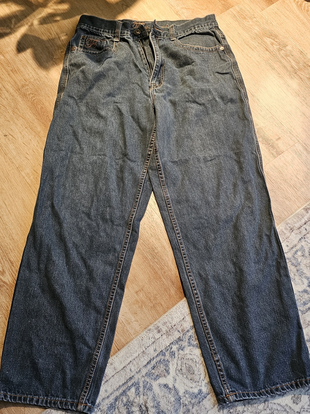 FUBU Relaxed Fit Jeans in Dark Blue Denim